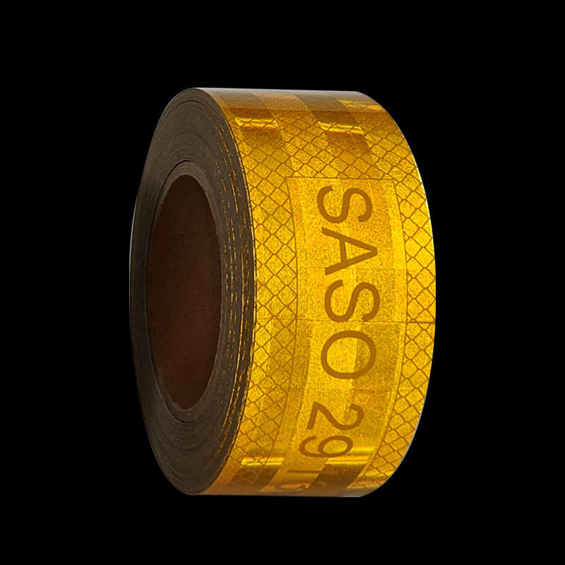 사우디 아라비아 시장 주문 펫 금속화 50mm 눈에 띄는 Hi Vis 노란색 Saso 2913 차량용 반사 테이프 트럭 안전
