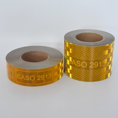 좋은 가격 LU SASO 2913 사우디 아라비아 레트로 반사 스티커 투명성 테이프 5cm 7.5cm 10cm 노란색 금속화 아크릴 반사 테이프 교통 안전 온라인으로